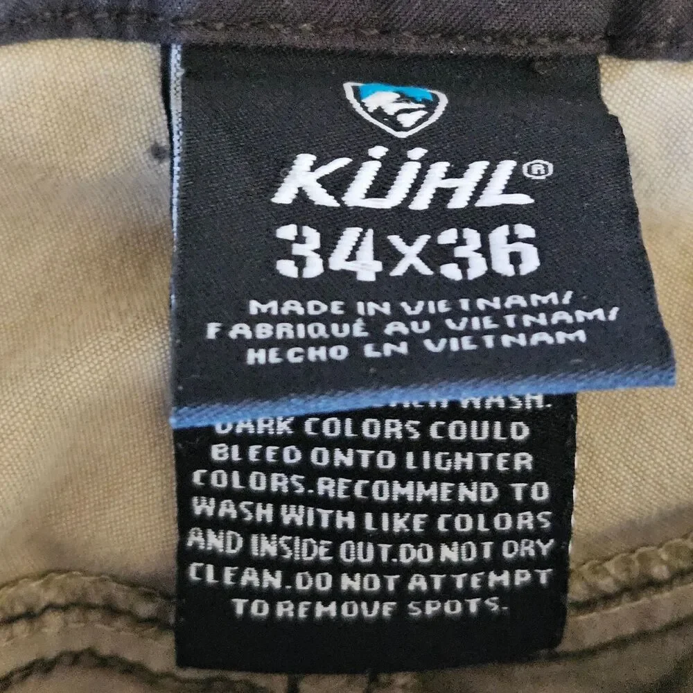KUHL Revolver Pants Mens 38x34 Green Chino Regular Outdoor Canvas Distressed